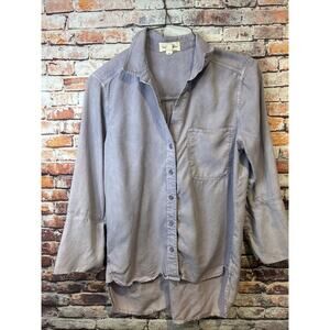 purple cloth & stone 3/4 sleeve button up shirt blouse top women's size small